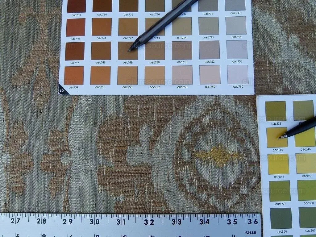 Scalamandre Libretto Olive Green Bronze Medallion Lampas MSRP USD258