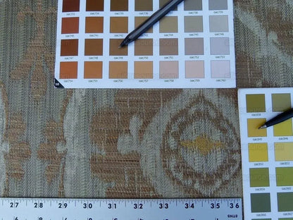 Scalamandre Libretto Olive Green Bronze Medallion Lampas MSRP USD258