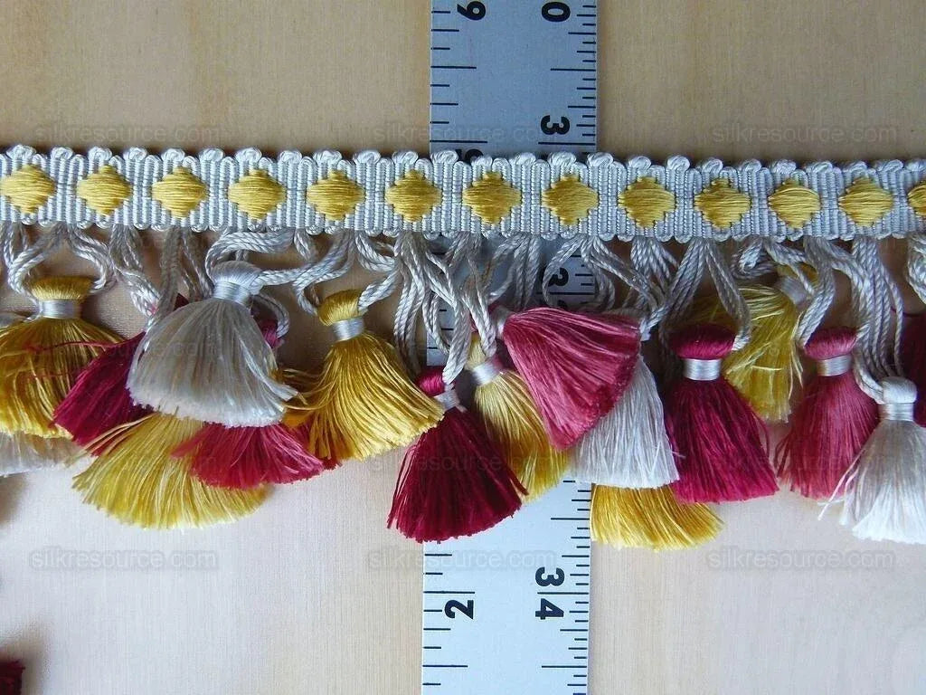Scalamandre Silk Trim Follies Red Yellow White Coral Tassel Trim MSRP USD 260/Y