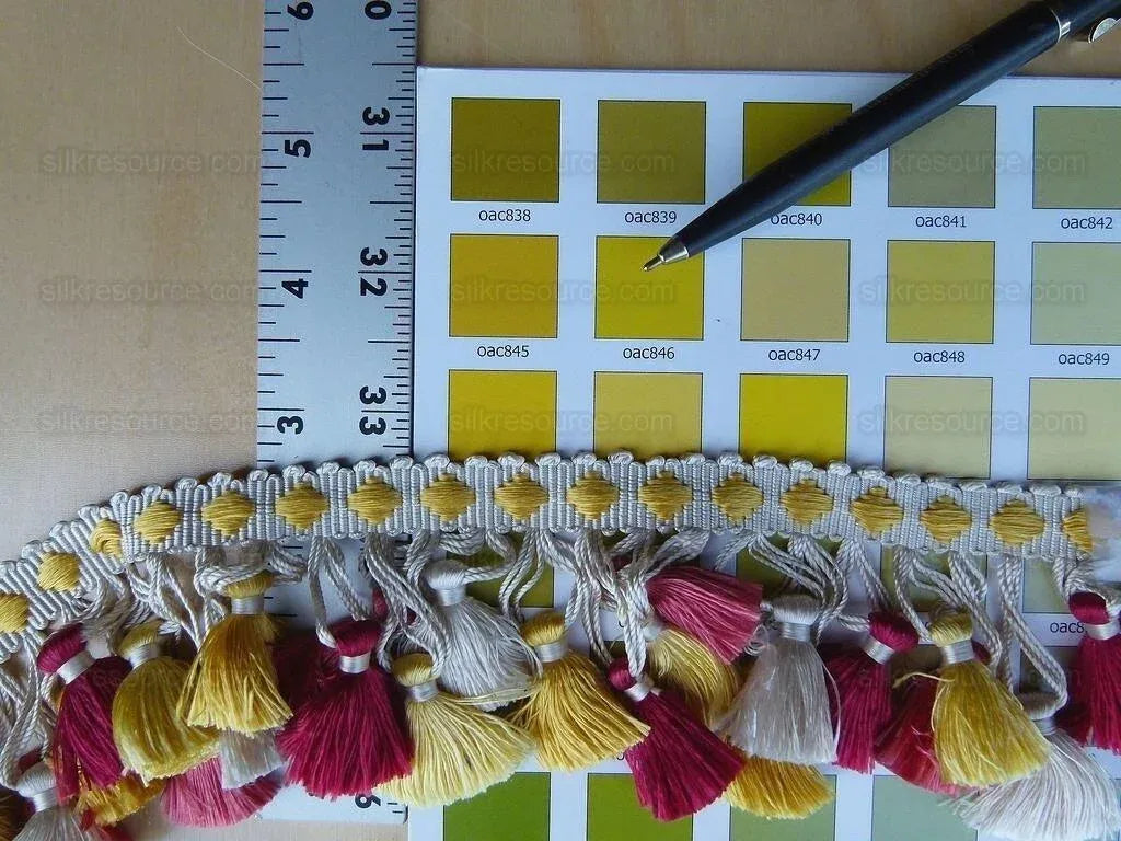 Scalamandre Silk Trim Follies Red Yellow White Coral Tassel Trim MSRP USD 260/Y