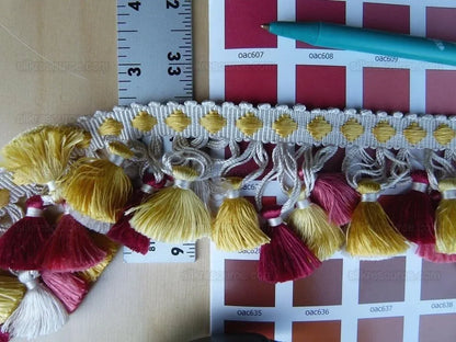 Scalamandre Silk Trim Follies Red Yellow White Coral Tassel Trim MSRP USD 260/Y