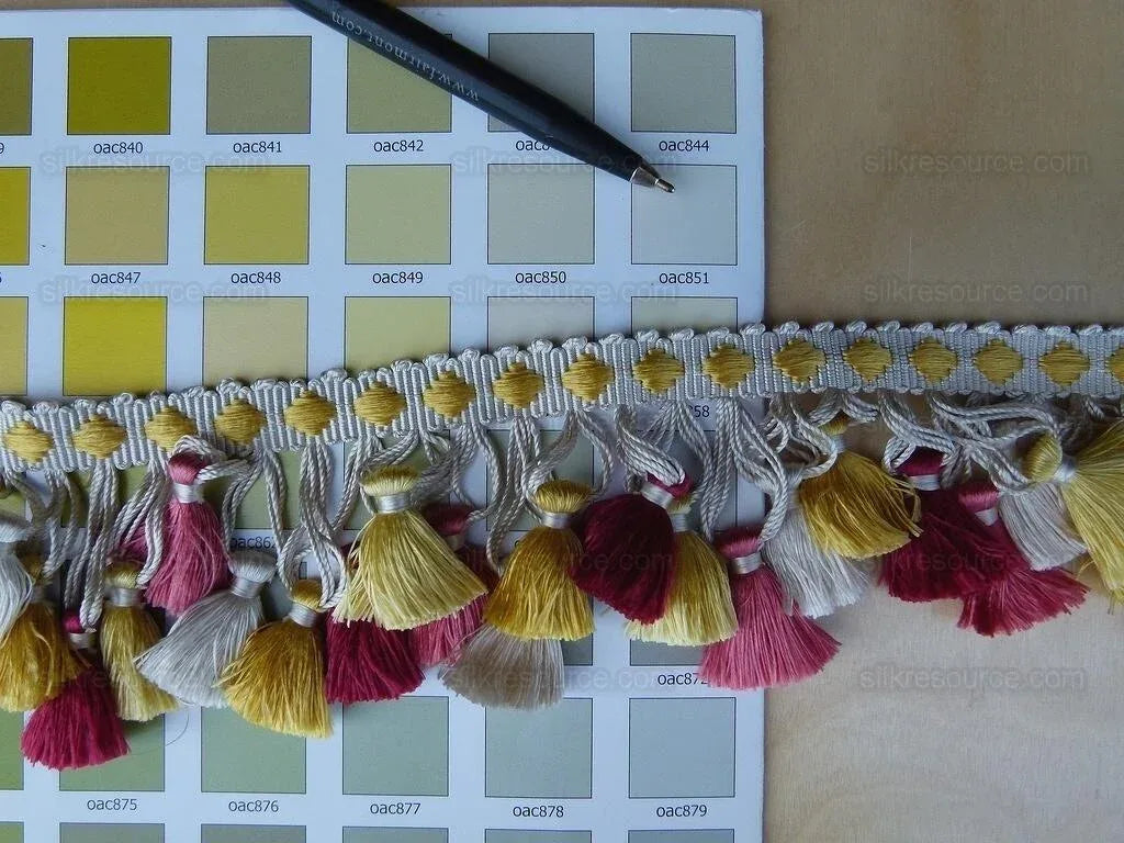 Scalamandre Silk Trim Follies Red Yellow White Coral Tassel Trim MSRP USD 260/Y