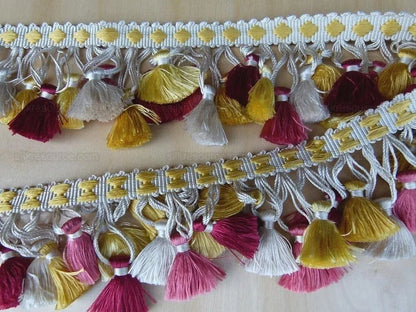 Scalamandre Silk Trim Follies Red Yellow White Coral Tassel Trim MSRP USD 260/Y