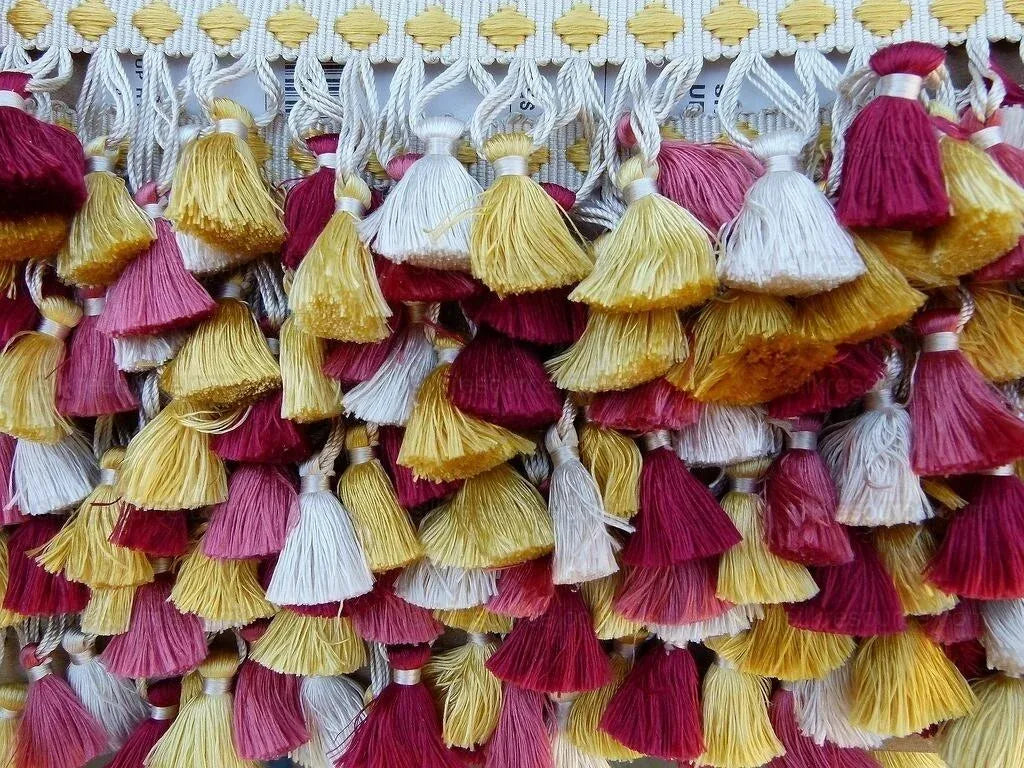 Scalamandre Silk Trim Follies Red Yellow White Coral Tassel Trim MSRP USD 260/Y