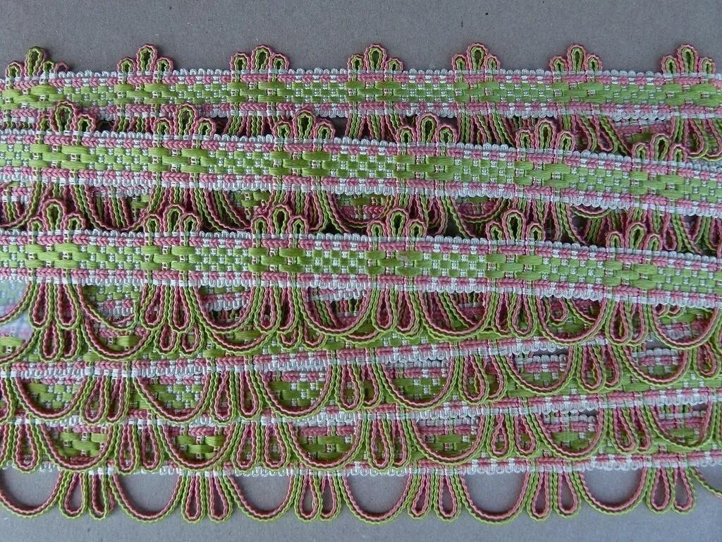 Scalamandre Silk Trim Lyric Coral & Lime Pink Green MSRP USD 198usd/