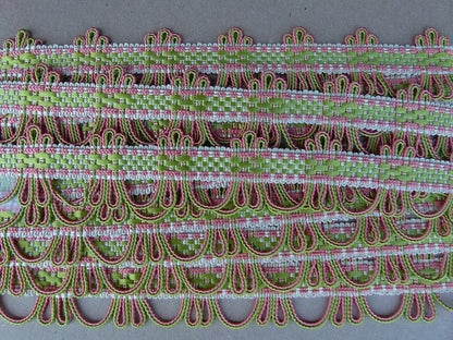 Scalamandre Silk Trim Lyric Coral & Lime Pink Green MSRP USD 198usd/