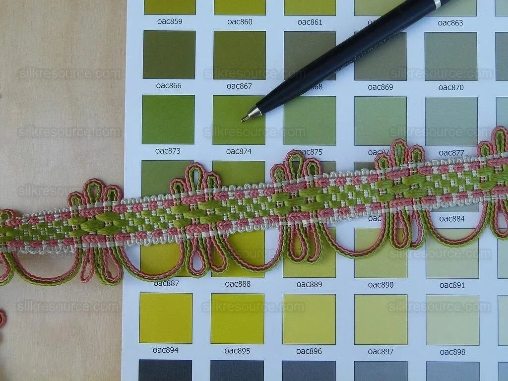 Scalamandre Silk Trim Lyric Coral & Lime Pink Green MSRP USD 198usd/