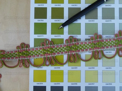 Scalamandre Silk Trim Lyric Coral & Lime Pink Green MSRP USD 198usd/