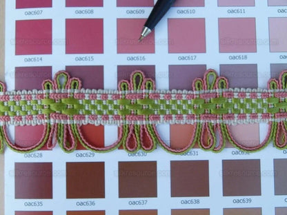 Scalamandre Silk Trim Lyric Coral & Lime Pink Green MSRP USD 198usd/