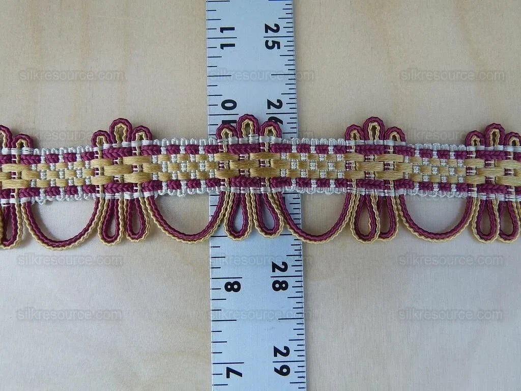 Scalamandre Silk Trim Lyric Gold Burgundy Red MSRP USD 198/y