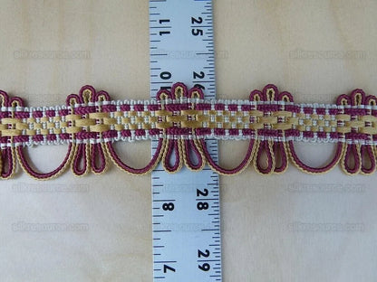 Scalamandre Silk Trim Lyric Gold Burgundy Red MSRP USD 198/y