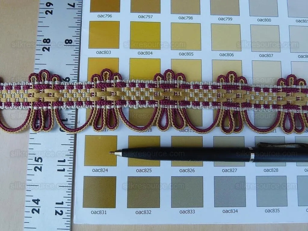 Scalamandre Silk Trim Lyric Gold Burgundy Red MSRP USD 198/y