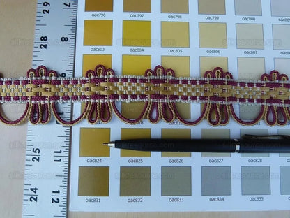 Scalamandre Silk Trim Lyric Gold Burgundy Red MSRP USD 198/y