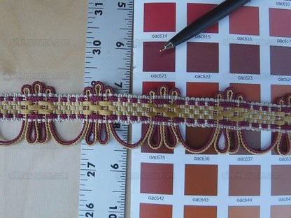 Scalamandre Silk Trim Lyric Gold Burgundy Red MSRP USD 198/y