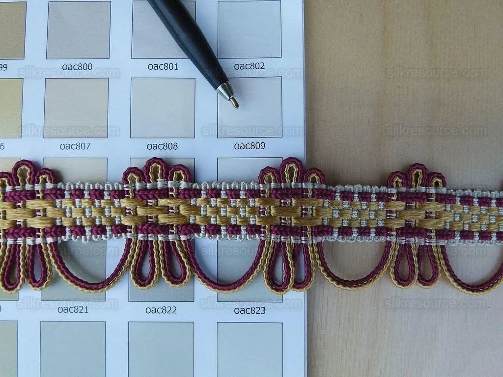 Scalamandre Silk Trim Lyric Gold Burgundy Red MSRP USD 198/y