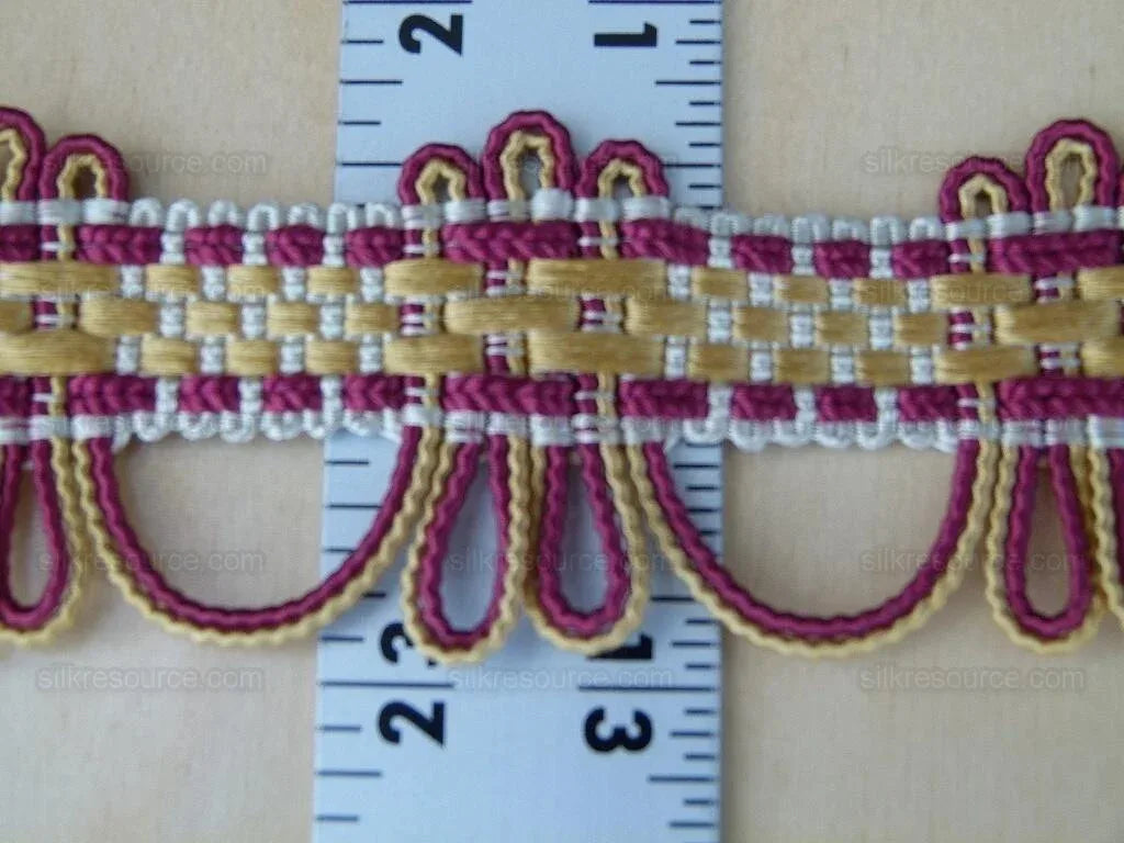 Scalamandre Silk Trim Lyric Gold Burgundy Red MSRP USD 198/y