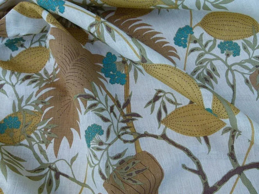 Scalamandre Malibu Turquoise Natural Blue Tropical Linen RT$240