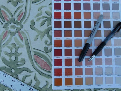 By Yard Scalamandre Grafton Green Terracota Pink Medallion Print MSRP USD292/Y