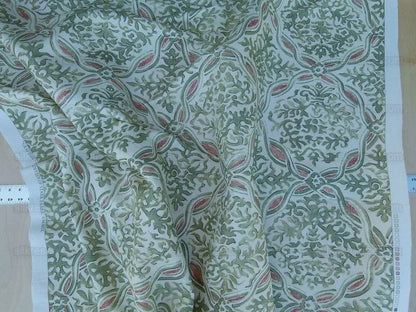 By Yard Scalamandre Grafton Green Terracota Pink Medallion Print MSRP USD292/Y