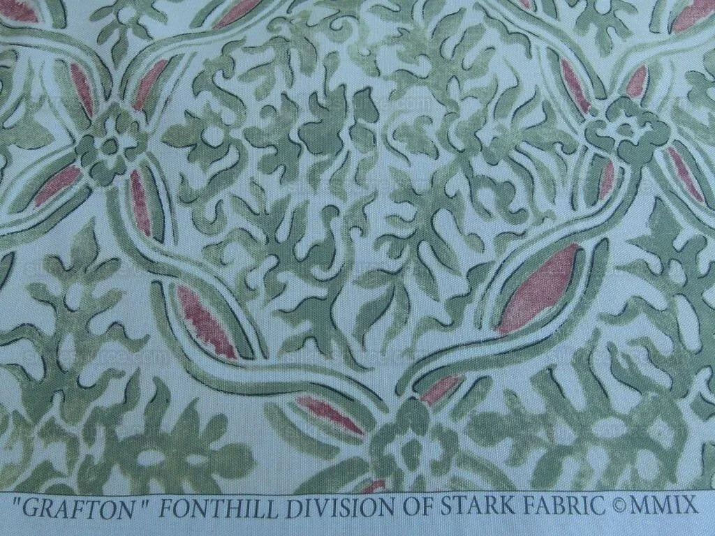 By Yard Scalamandre Grafton Green Terracota Pink Medallion Print MSRP USD292/Y