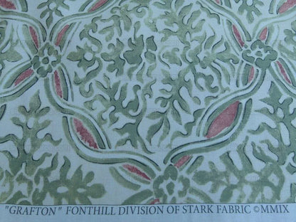 By Yard Scalamandre Grafton Green Terracota Pink Medallion Print MSRP USD292/Y