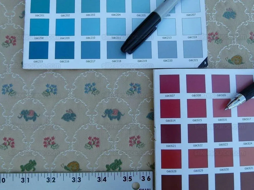 By Yd Kravet Zoology Weave Cotton Spring Animals Bunny Frog Elephant Snail Green Blue Pink on Tan MSRP USD 142/Y