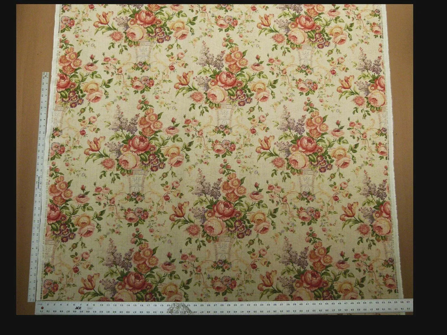 Bty Lee Jofa Ashurst Peony Tulip Lilac Rose 100%linen On Bisque English Chintz