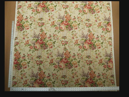 Bty Lee Jofa Ashurst Peony Tulip Lilac Rose 100%linen On Bisque English Chintz