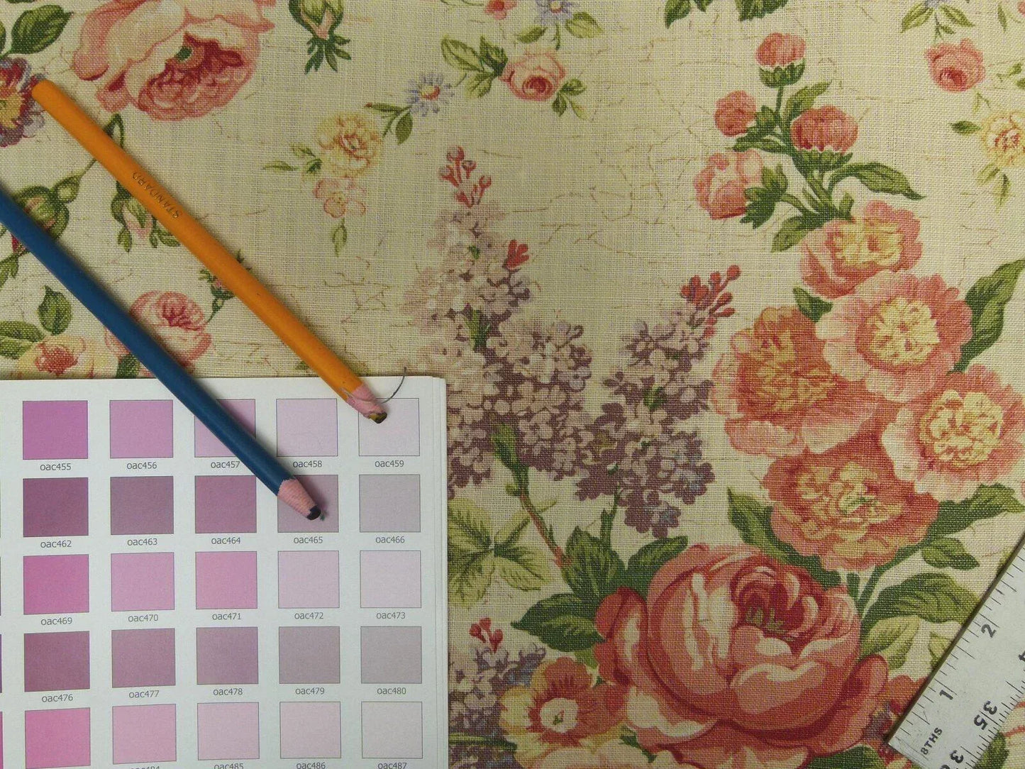 Bty Lee Jofa Ashurst Peony Tulip Lilac Rose 100%linen On Bisque English Chintz