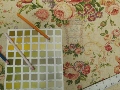 Bty Lee Jofa Ashurst Peony Tulip Lilac Rose 100%linen On Bisque English Chintz