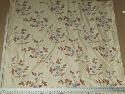By Yd Gp&amp;j Baker Menotti Taupe/blue 100% Silk Embroidered Flora Vine Art Nouveau MSRP USD 268/y