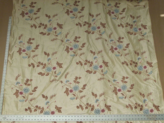 By Yd Gp&amp;j Baker Menotti Taupe/blue 100% Silk Embroidered Flora Vine Art Nouveau MSRP USD 268/y
