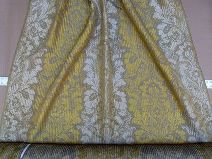 By yard Lee Jofa Mulberry Home Pleated Damask Truffle Gold Yellow Brown Floral Wide Stripe Silk MSRP USD 298/Y