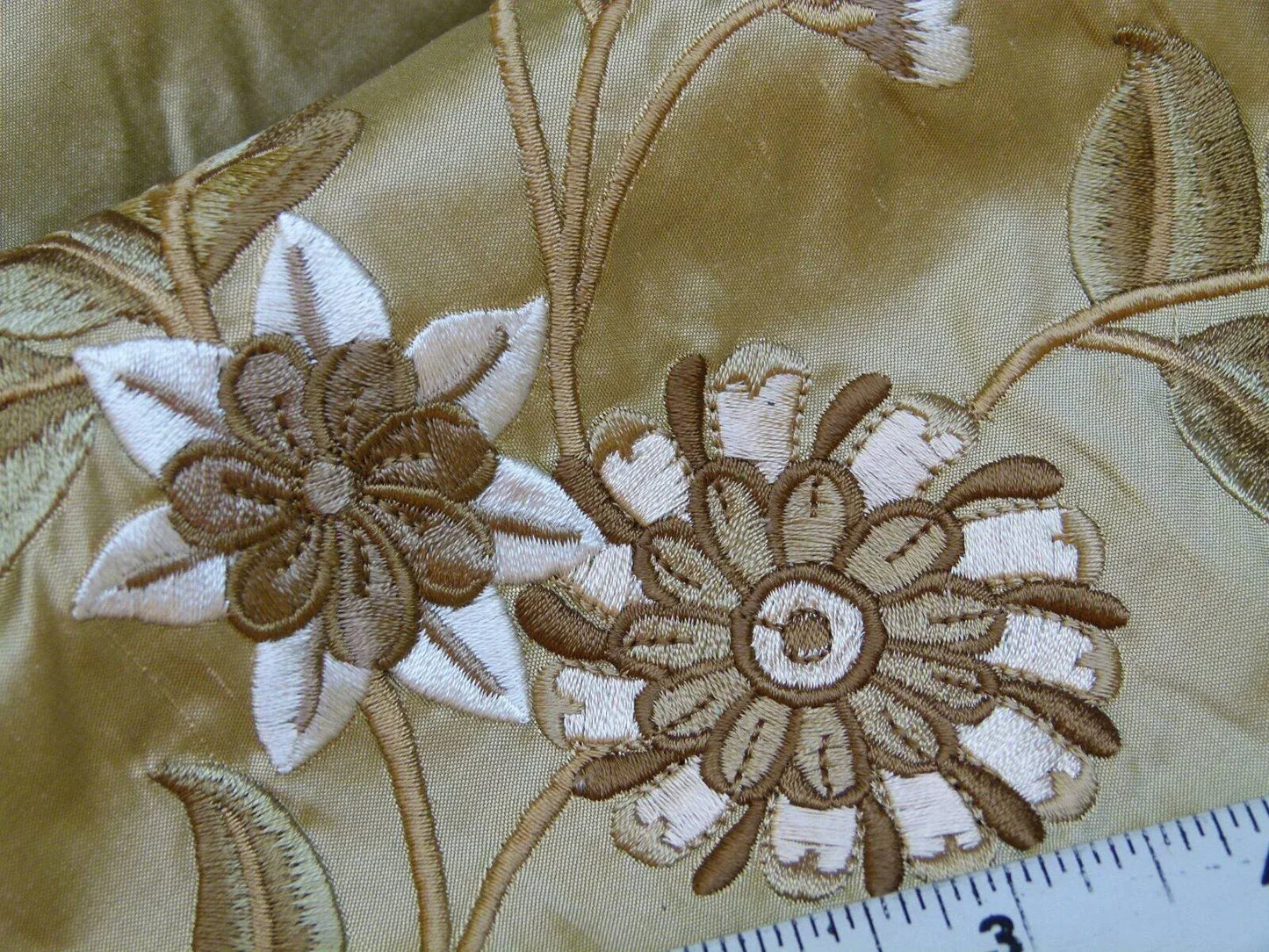 By Yard Gp&amp;j Baker Menotti Bronze 100% Silk Embroidered Flora Vine Art Nouveau MSRP USD 268