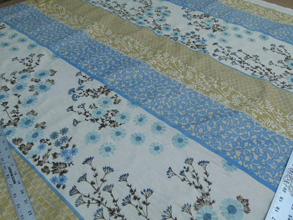 Gp & Baker Lifestyle Madurai Aqua/cobalt Blue Floral Embroidery Stripe Cotton MSRP US196/y