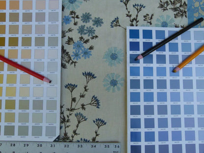 Gp & Baker Lifestyle Madurai Aqua/cobalt Blue Floral Embroidery Stripe Cotton MSRP US196/y