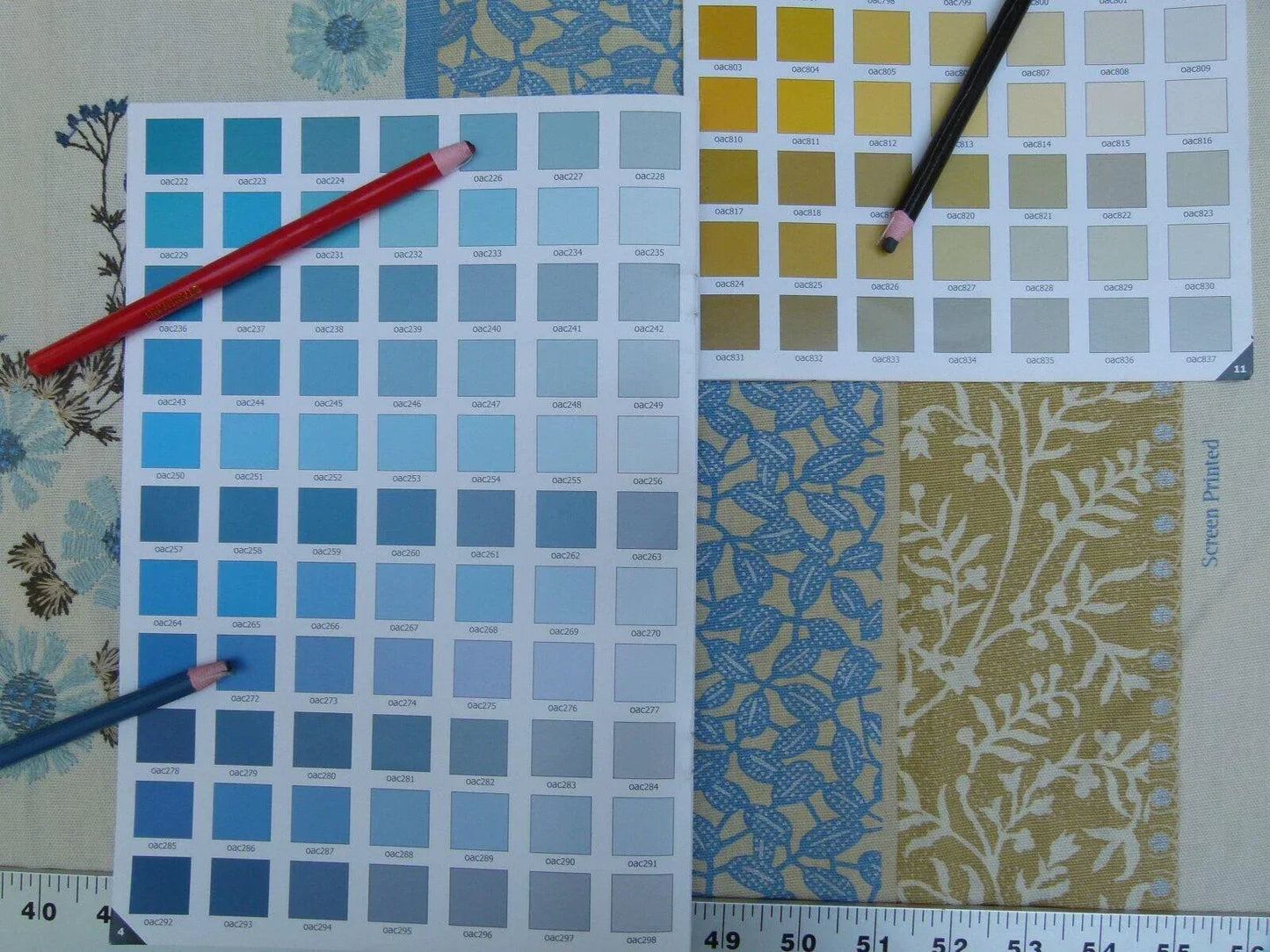 Gp & Baker Lifestyle Madurai Aqua/cobalt Blue Floral Embroidery Stripe Cotton MSRP US196/y