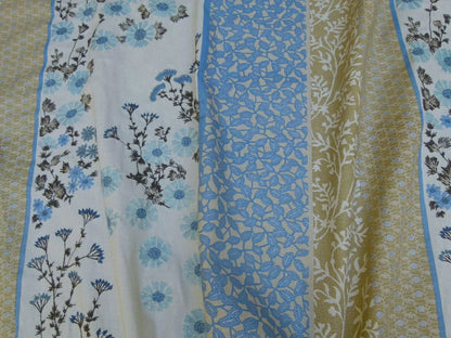 Gp & Baker Lifestyle Madurai Aqua/cobalt Blue Floral Embroidery Stripe Cotton MSRP US196/y