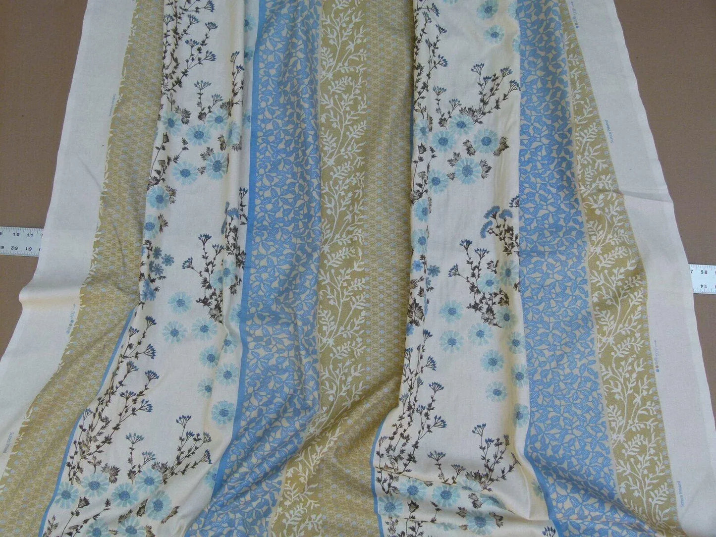 Gp & Baker Lifestyle Madurai Aqua/cobalt Blue Floral Embroidery Stripe Cotton MSRP US196/y