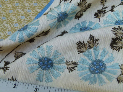 Gp & Baker Lifestyle Madurai Aqua/cobalt Blue Floral Embroidery Stripe Cotton MSRP US196/y