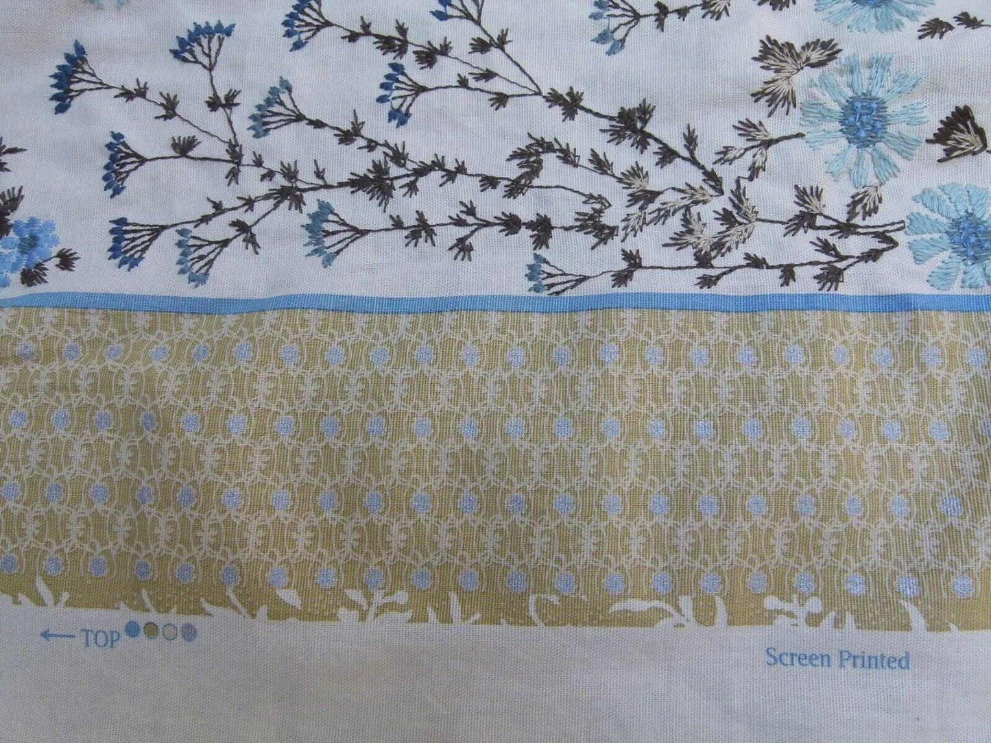 Gp & Baker Lifestyle Madurai Aqua/cobalt Blue Floral Embroidery Stripe Cotton MSRP US196/y