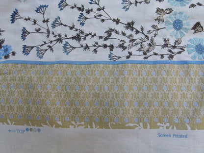 Gp & Baker Lifestyle Madurai Aqua/cobalt Blue Floral Embroidery Stripe Cotton MSRP US196/y