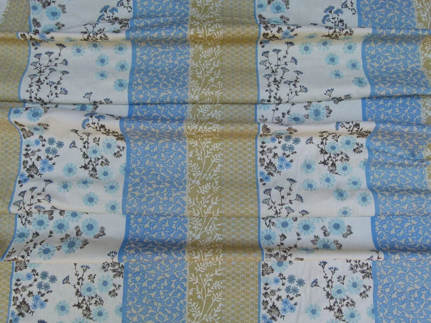 Gp & Baker Lifestyle Madurai Aqua/cobalt Blue Floral Embroidery Stripe Cotton MSRP US196/y