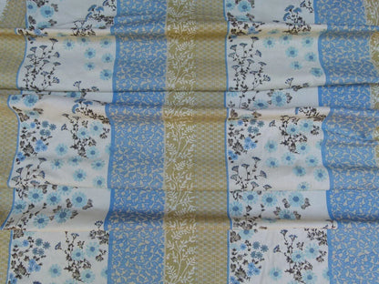 Gp & Baker Lifestyle Madurai Aqua/cobalt Blue Floral Embroidery Stripe Cotton MSRP US196/y