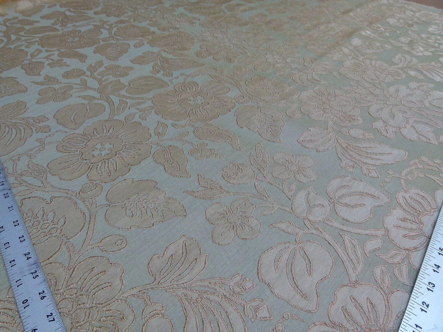 0.95y Gp&amp;j Baker Montague Silk Damask Renaissance Birch Brn Grn