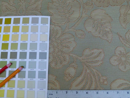 1.85y Gp&amp;j Baker Montague Silk Damask Renaissance Birch Brn Grn