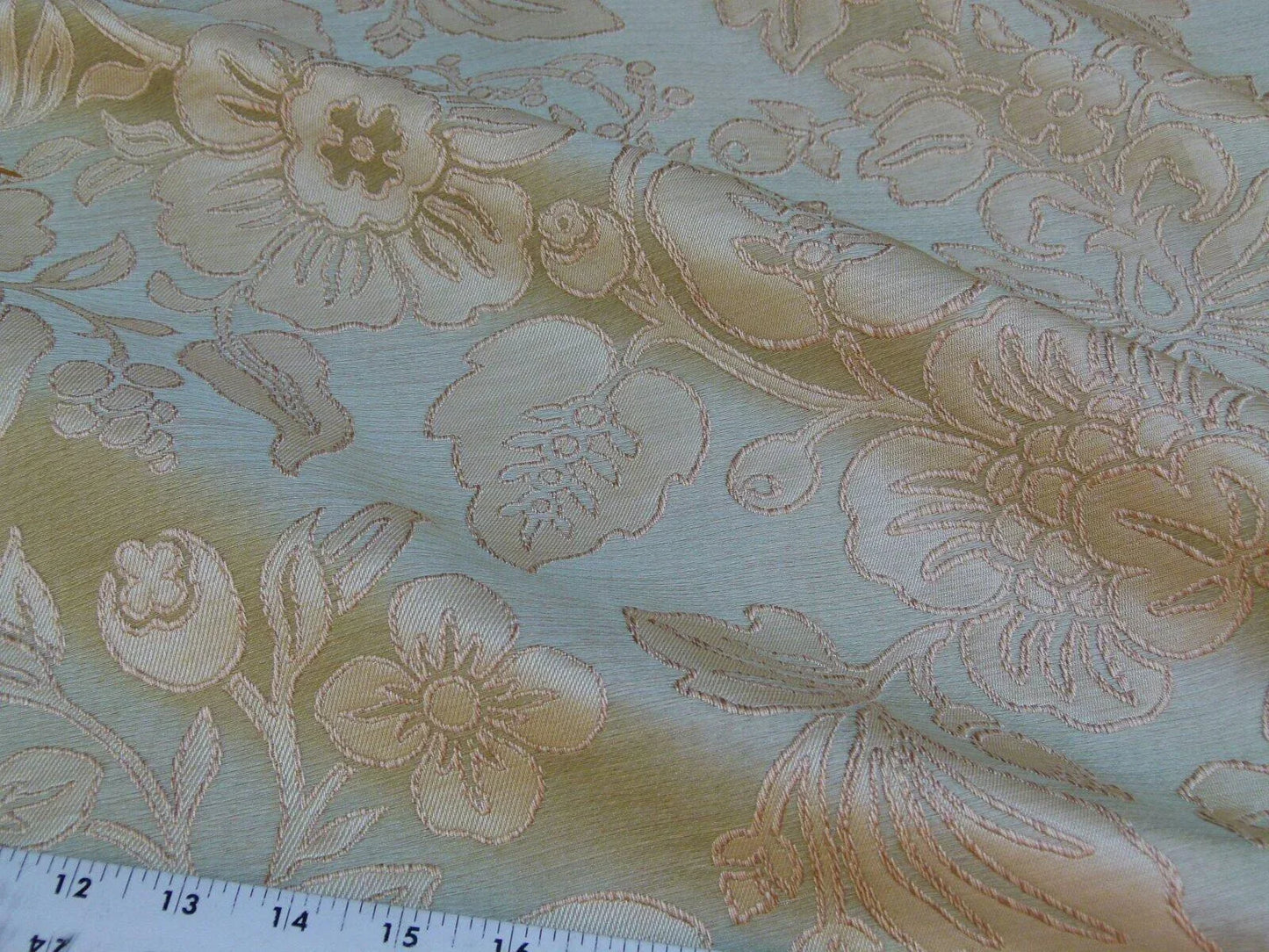 0.95y Gp&amp;j Baker Montague Silk Damask Renaissance Birch Brn Grn