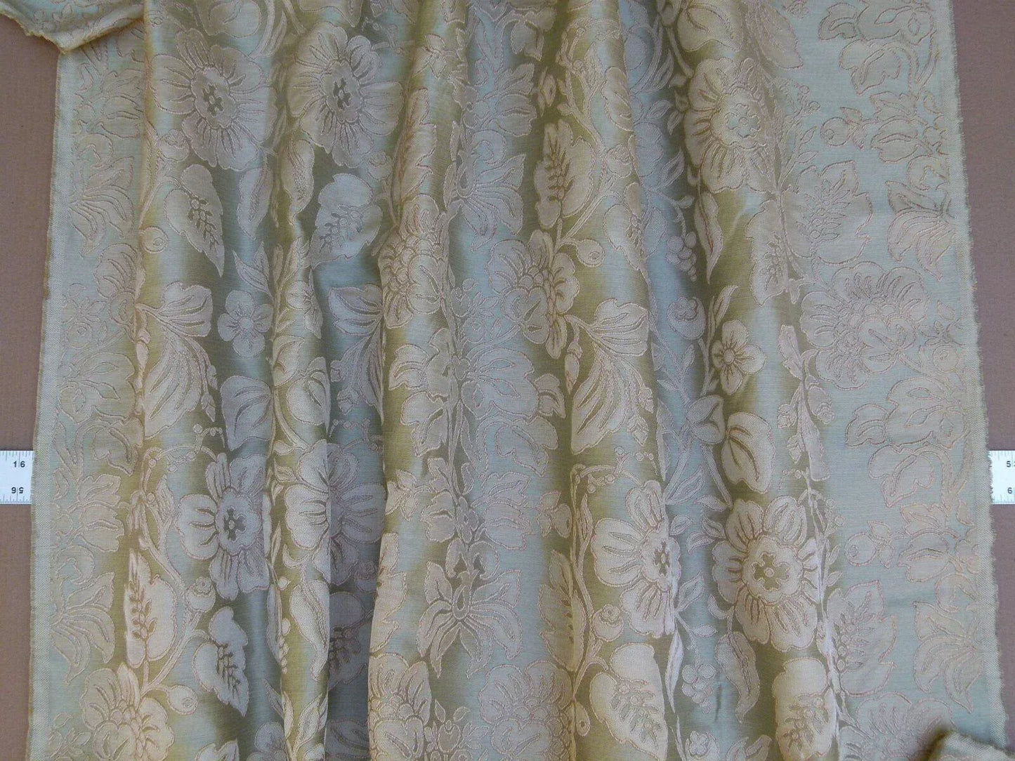 0.95y Gp&amp;j Baker Montague Silk Damask Renaissance Birch Brn Grn