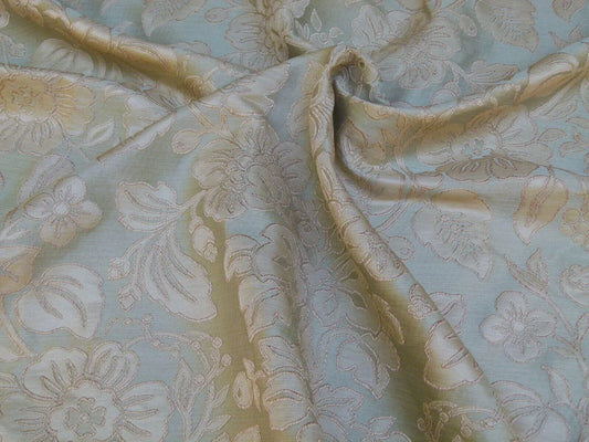 2.29Y GP&J Baker Montague Silk Damask Renaissance Birch Brn Grn