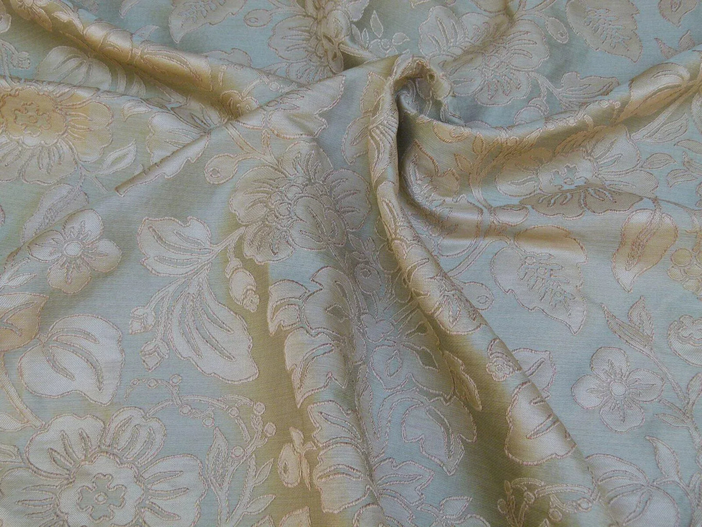 0.95y Gp&amp;j Baker Montague Silk Damask Renaissance Birch Brn Grn